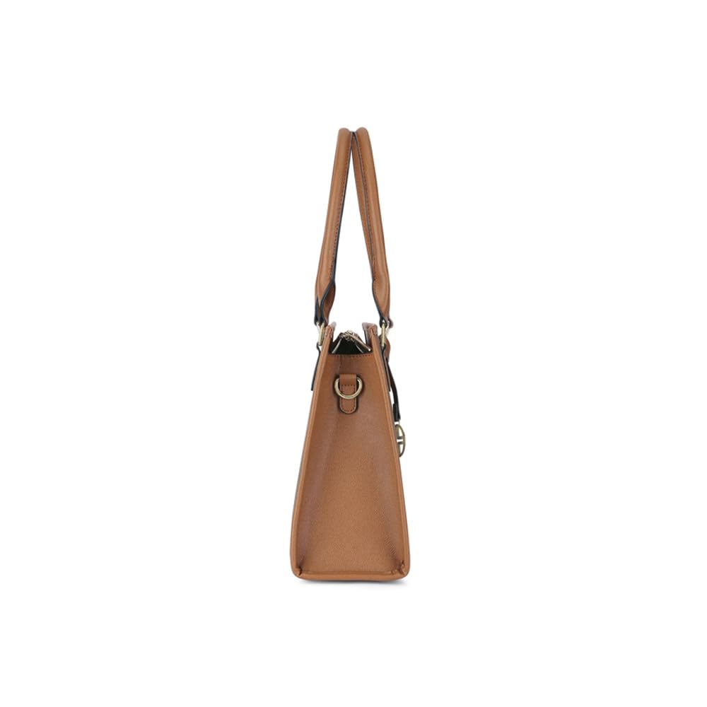 Lavie Lx Quad Synthetic Zipper Closure Women's Satchel Bag (CHOCOLATE, MEDIUM)
