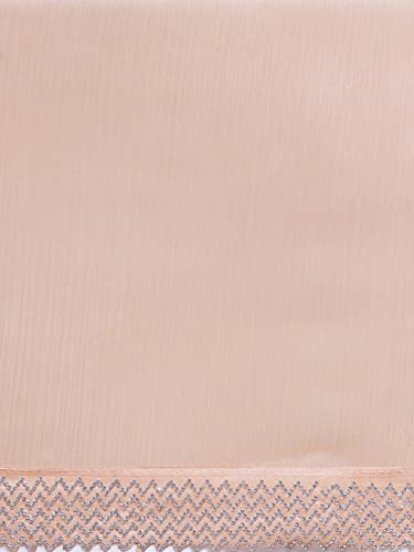 MOHEY Women's Saree, Suitable for Party, Anniversary & Wedding Sari for Women, All Over Boota, Bordered Chiffon (Peach)