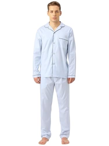 Hancock Men Solid Night Suit Blue Size S
