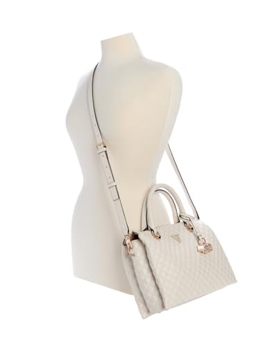 GUESS Off White Quilted Everlee Girlfriend Satchel Bag