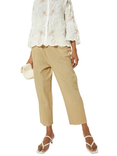 Max Women Embroidered Palazzos (Beige_S)