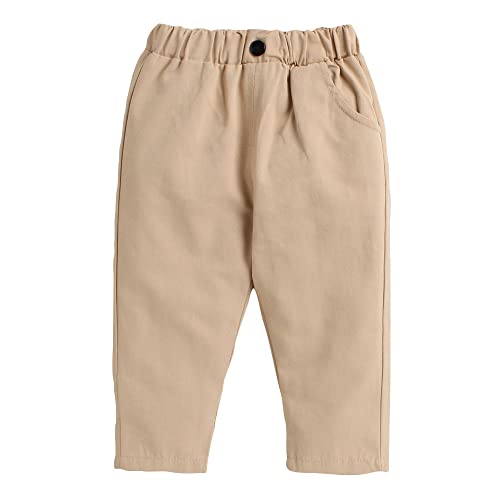 Hopscotch Cotton Boys Khakiplaid Printed Shirtpant Set In Beige Color For Ages 18-24 Months