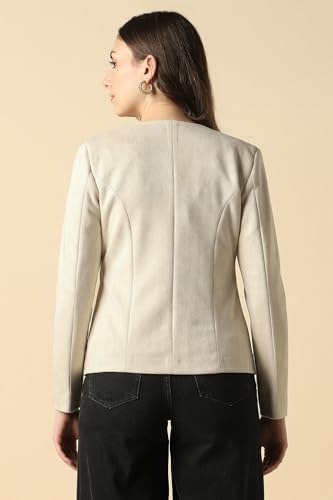 Women Beige Solid Casual Jacket