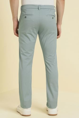 Men Green Textured Casual Trousers