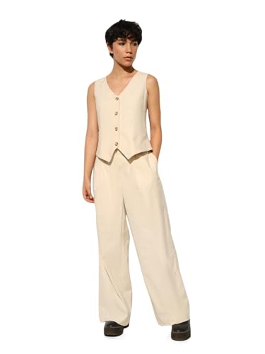 ONLY Women's Regular Fit Beige Waistcoat
