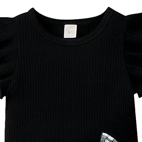 Hopscotch Polycotton Girls Check Printed Blouseskirt Set In Black Color For Ages 18-24 Months