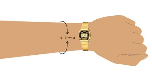 Casio Vintage LA670WGA-1DF Black Digital Dial Gold Stainless Steel Band D124