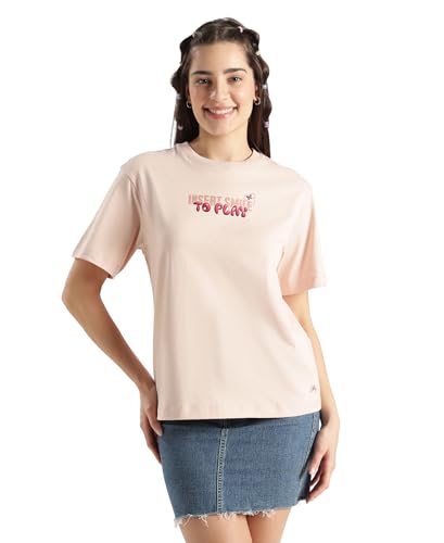 Jockey D200 Women's Disney Collection Super Combed Cotton Rich Oversized Fit Printed T-Shirt_Cameo Rose_S
