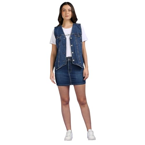 Pepe Jeans Dark Blue Mid Waist Mini Denim Skirt