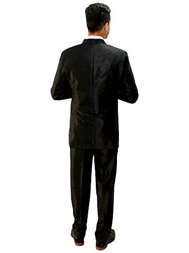 Matelco Men's Regular Fit 3-piece Suit (AD07RG01BK-XL_Black_X-Large)