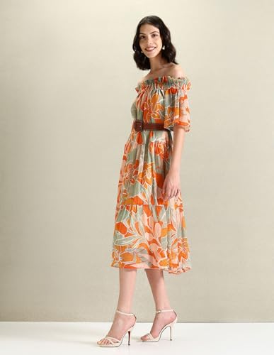 U.S. POLO ASSN. Women's Chiffon Printed A-Line Dress
