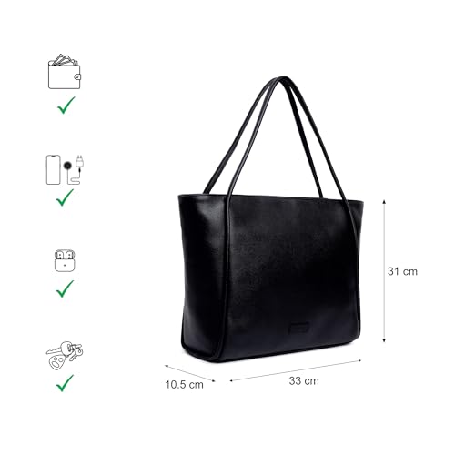 Fastrack Laptop Tote Bag for Women | Sleek Faux Leather Work Tote Fits 14” Laptop | Spacious Interior with Utility Pockets | Stylish Everyday Office Bag with Zipper Closure