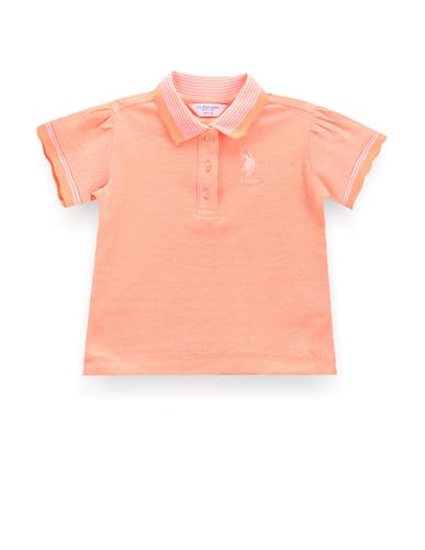 U.S. POLO ASSN. Girls Stripe Collar Polo Shirt Orange