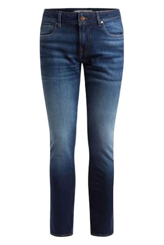 GUESS Men's Blue Solid Mid-Rise Skinny Leg Jeans