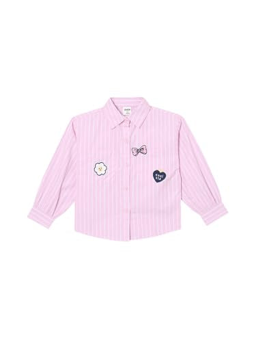 Max Girls Striped Regular Fit Shirt (Pink_6-8 Y)