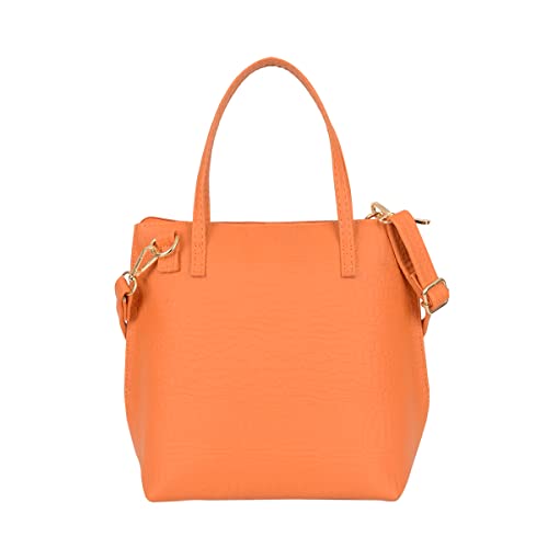 Baggit Women Orange Tote Handbag Small Size | Ladies Stylish Casual Purse Bag