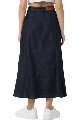 Women Navy Solid Casual Skirt