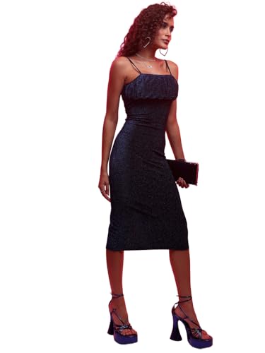 Tokyo Talkies Women Shoulder Straps Sleeveless Knee-Length Dress TTJ6011003 Multicolor L