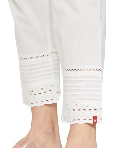 BIBA Women Solid Bottom Wear(Bottom W14907_Off White_M) | Fit Type: Regular Fit