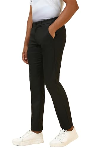 Men Black Textured Casual Trousers