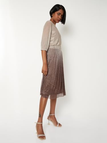 Max Women Ombre A-line Dress (Beige_S)