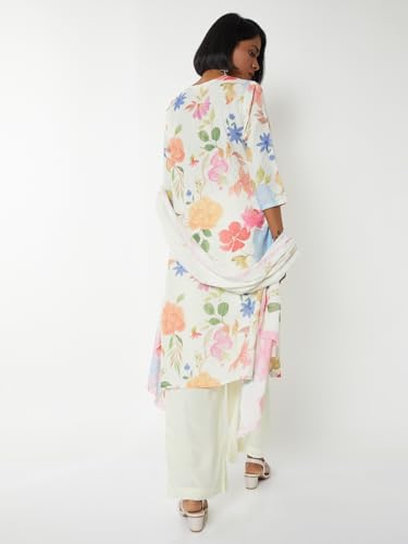 Max Women Floral Print Straight Kurta Set (White_M)
