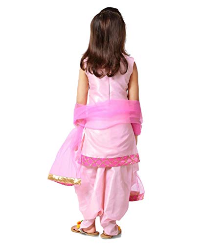 Sashay Boutique Girls Raw Silk Salwar Suit (Pink_dhotikurta_Pink_13-14 Years)