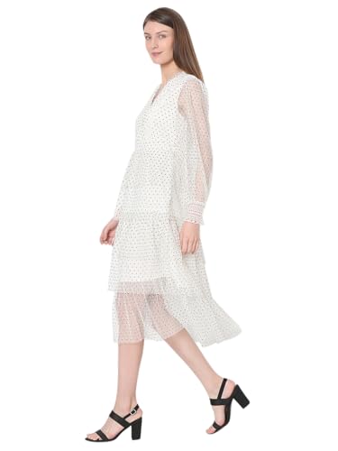 Vero Moda Women's Polyester Fit and Flare Midi Dress (10319893-Snow White_Snow