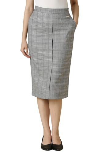 Allen Solly Women Grey Check Formal Skirt