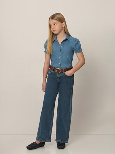 VERO MODA Girl Mid Rise Wide Leg Dark Blue Jeans