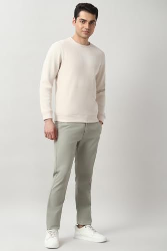 Men White Textured Crew Neck Sweatshirt