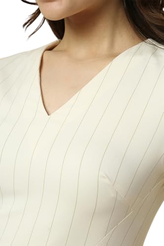 Allen Solly Women's Polyester Blend Modern Mid-Thigh Length Dress (AHDRERGPK22387_Cream