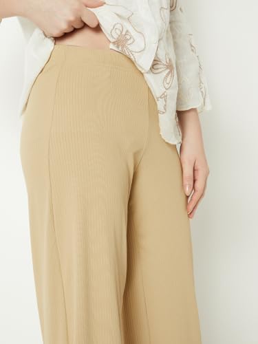 Max Women Ribbed Trousers (Beige_L)
