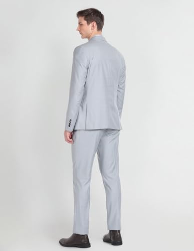 Arrow Men's Polyester Double Breasted Business Suit Pants Set (ARAGSU5504_Light Grey