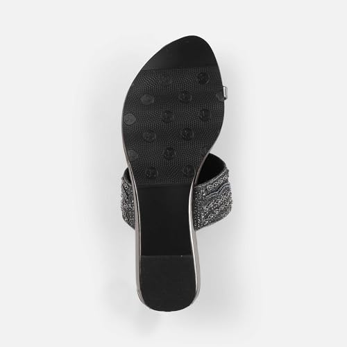 Mochi Women Gold Chappals UK/6 EU/39(35-2114)
