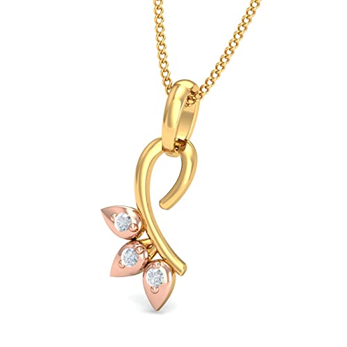 KuberBox 18KT Yellow Gold Candie Dainty Pendant for Women