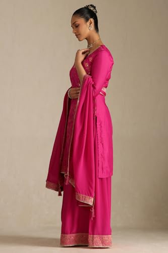 Soch Women's Viscose Blend Kurta Set (EWS5CD22094_Fuchsia