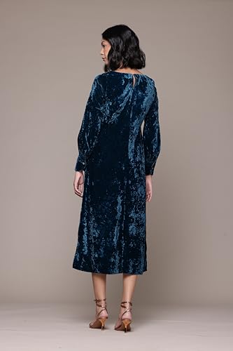 Aarke Ritu Kumar Teal Inara Velvet Midi Dress
