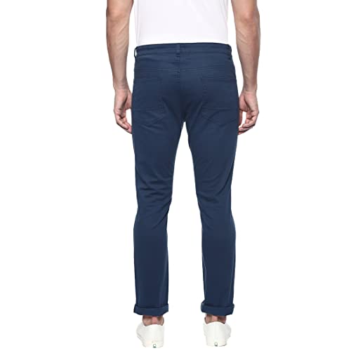 OOBANI Men Navy Solid Slim fit Trouser