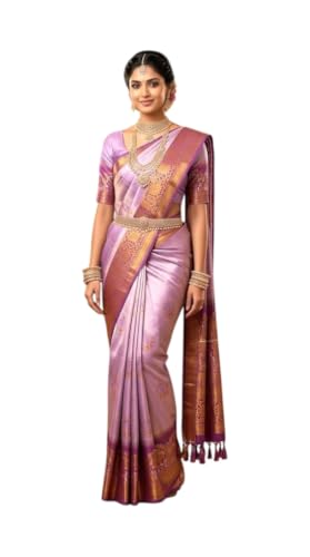 SREE KUMARAN Women's Kanchipuram Kubera Silk Pure Pattu Sarees – Deer Butta With Blouse (VSK161-6)