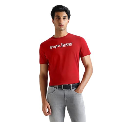 Pepe Jeans Men's Slim Fit T-Shirt (PM509820_Ruby RED