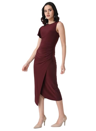 Kazo Women's Polyester Fit and Flare Midi Dress (125473_Port Royale