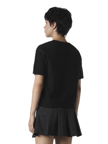 ONLY Women's Embellished Regular Fit Black Sweater
