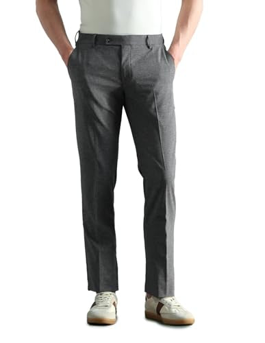 Arrow Men's Mid Rise Heathered Trousers (ARAEOTR2176_Grey_38)