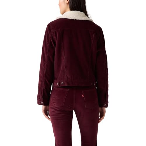 Levi's Womens Original Sherpa Trucker Jacket, Merlot (Corduroy - Non | (Also Available in Plus)