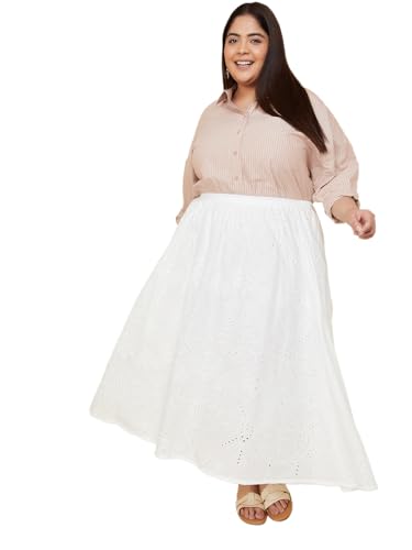 Women Schiffili Midi Skirt (Ivory_S)