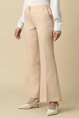 Allen Solly Women Beige Solid Formal Trousers