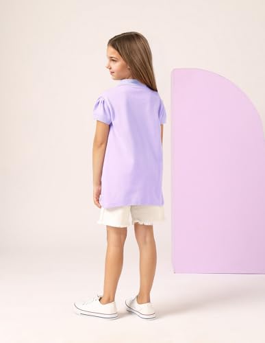 U.S. Polo Assn. Kids Kids Regular fit Girls Cotton Solid Short Sleeves Polo T-Shirts (UGSS25PTS204_Purple_8-9Y)