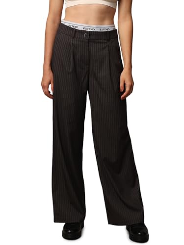 ONLY Women Regular Fit High-Rise Grey Pants