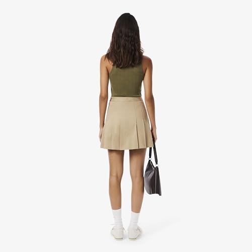 Short Stretch Cotton Pleated Skirt